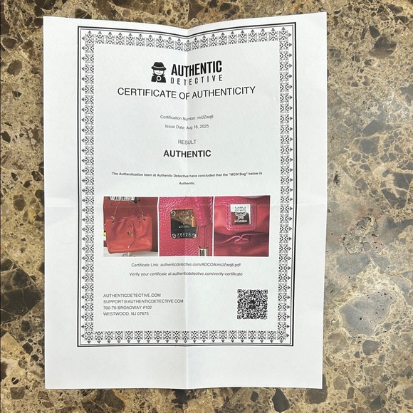 MCM Red Leather Shoulder Bag with Gold Accents with COA - Picture 7 of 9